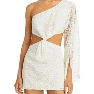 Ramy Brook Ivory Lace Henrietta Cutout One Shoulder Dress